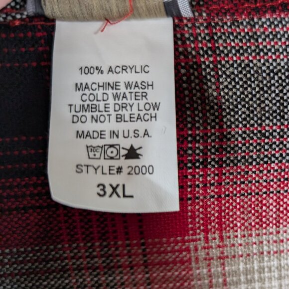 CALTOP Shirt Men's‎ 3XL Red Plaid Flannel Open Pocket Long Sleeve Ombre USA - Picture 9 of 14